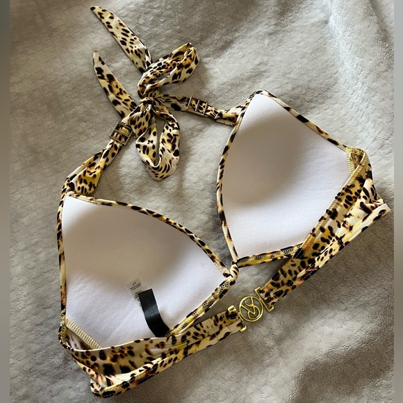 Victoria's Secret Bikini halter top leopard print triangle size small - Picture 4 of 4